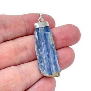 Estate Sterling Silver 925 Blue Kyanite Crystal Shard Pendant